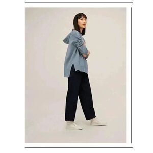 KIN Hoodie Blue Grey Pullover Oversized High Low Hem Kangaroo Size Large